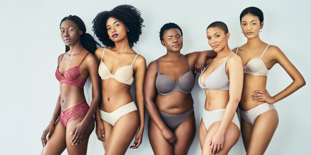 women in underwear showing off torso